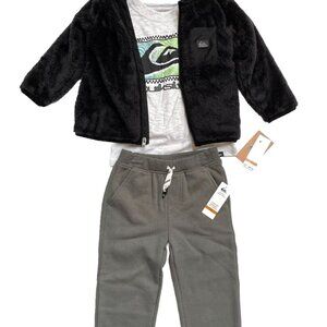 NWT - Quicksilver Baby 3-piece Jogger Set w/ Sherpa Hoodie/Tee/Jogger Sz 1